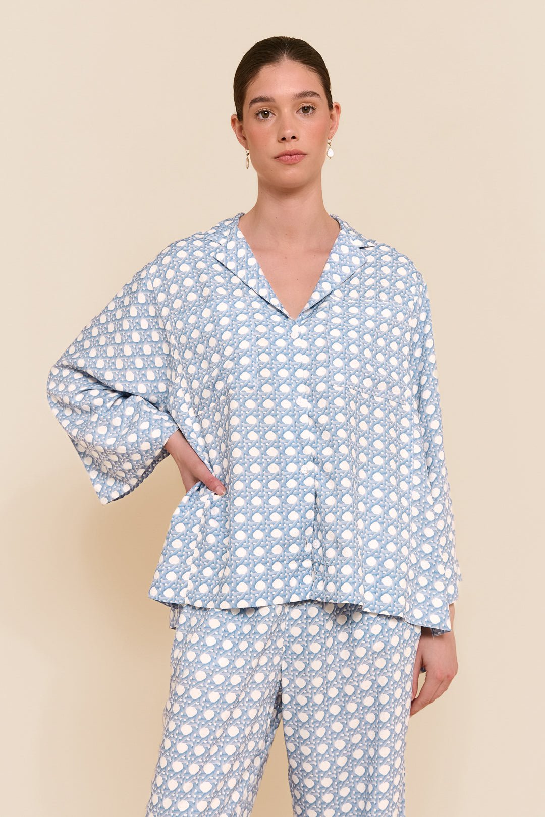 Peta Sleep Set - Long - Rattan - Cornflower Blue
