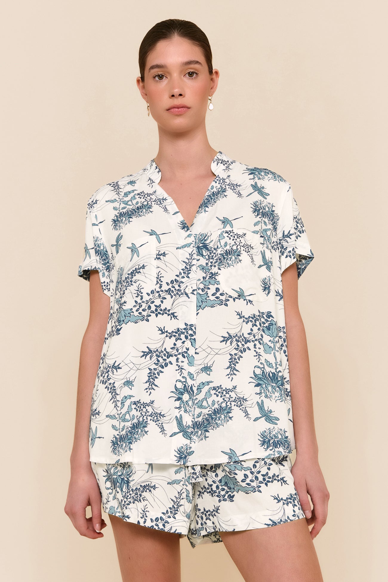 Maggie Pajama Set - Summer Toile - Aegean Blue