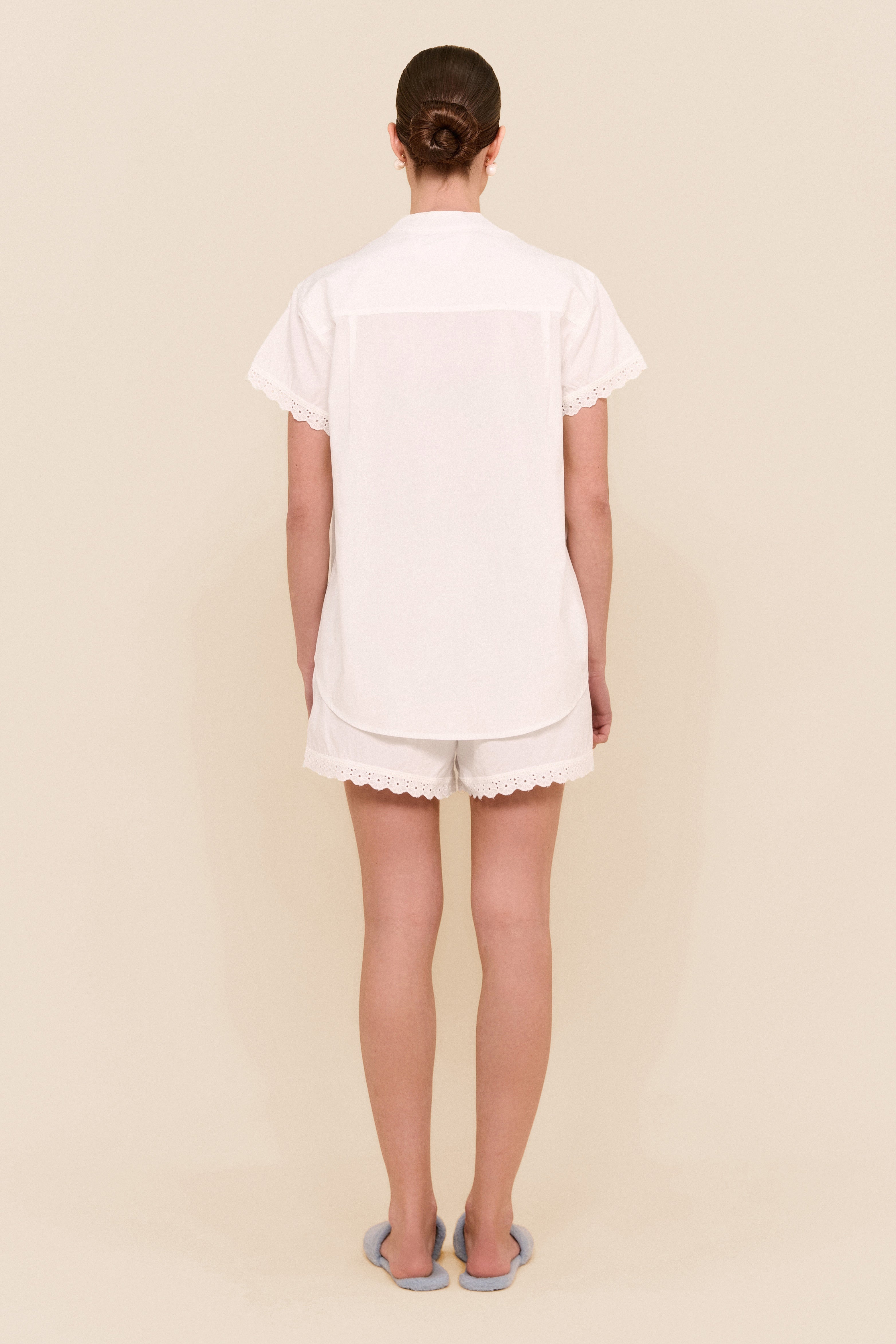 Maggie Pyjama Set - Bridal - Cotton Modal - Off White + Daisy Trim